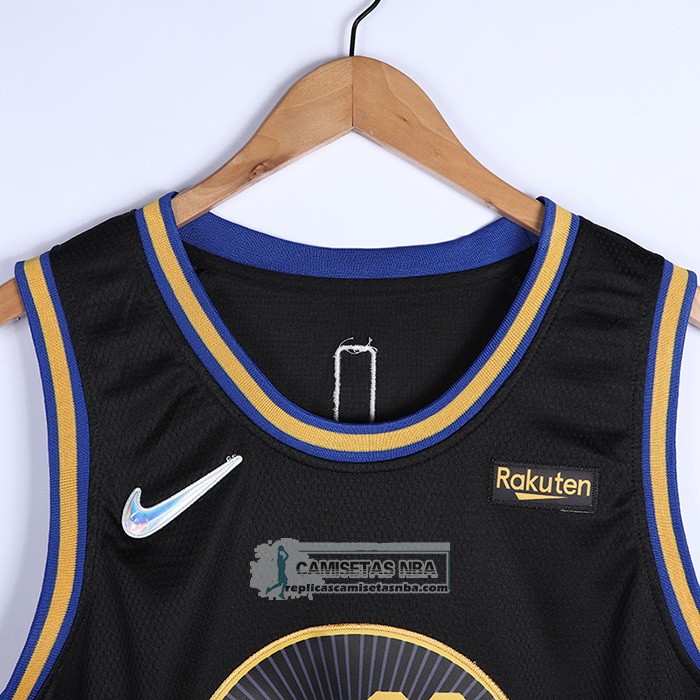 Camiseta Golden State Warriors Stephen Curry NO 30 Ciudad 2021-22 Negro